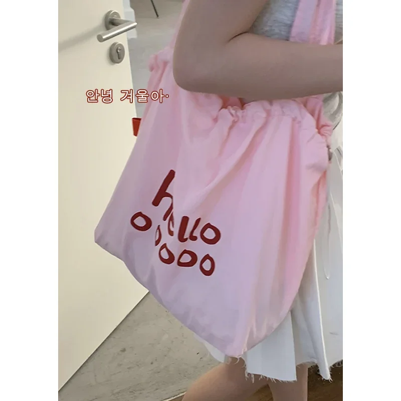 

Casual Large Capacity Shopping Bags Summer Letter Canvas Handbag Fashion College Style Tote Bag