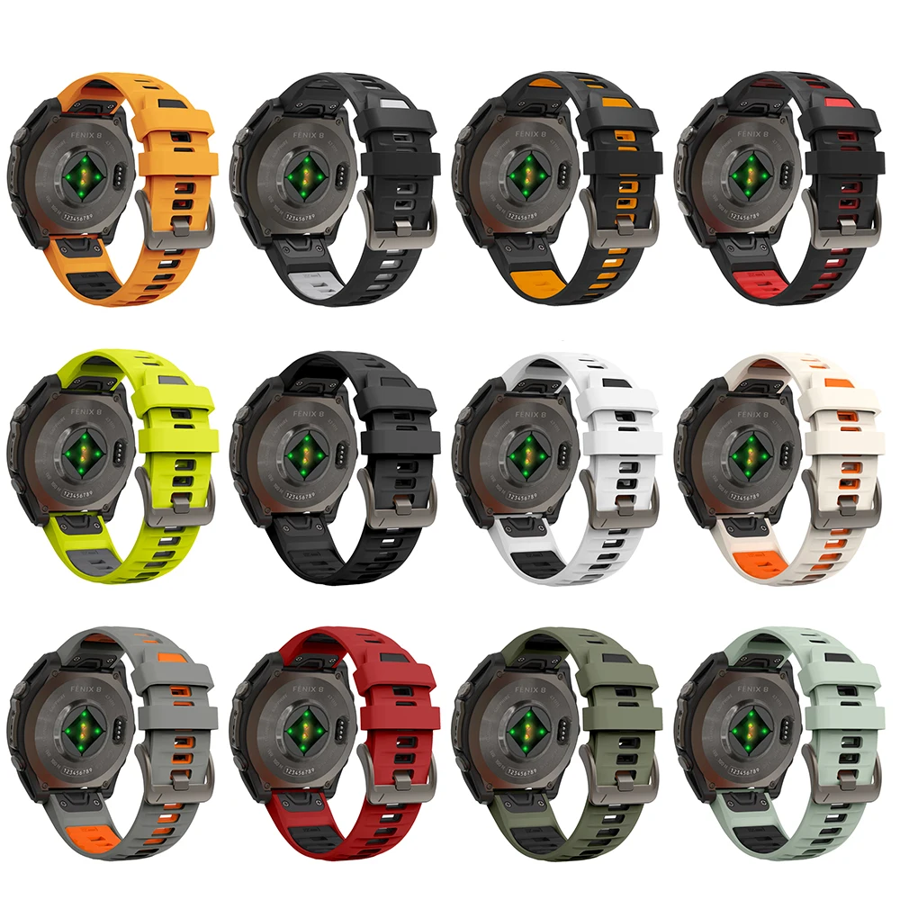 QuickFit سيليكون 22 مللي متر 26 مللي متر حزام ل Garmin Forerunner 965 955 Solar 945 LTE 935 745 S70 47 مللي متر الرياضة لينة حزام (استيك) ساعة اكسسوارات