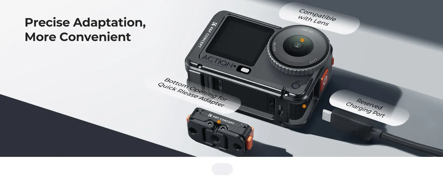 K&F CONCEPT Aluminium-Schutzmetallkäfig für DJI Osmo Action 6, werkzeuglose Schnellmontage, Cold Shoe, 1/4"-Gewinde, integrierte – Detail 10