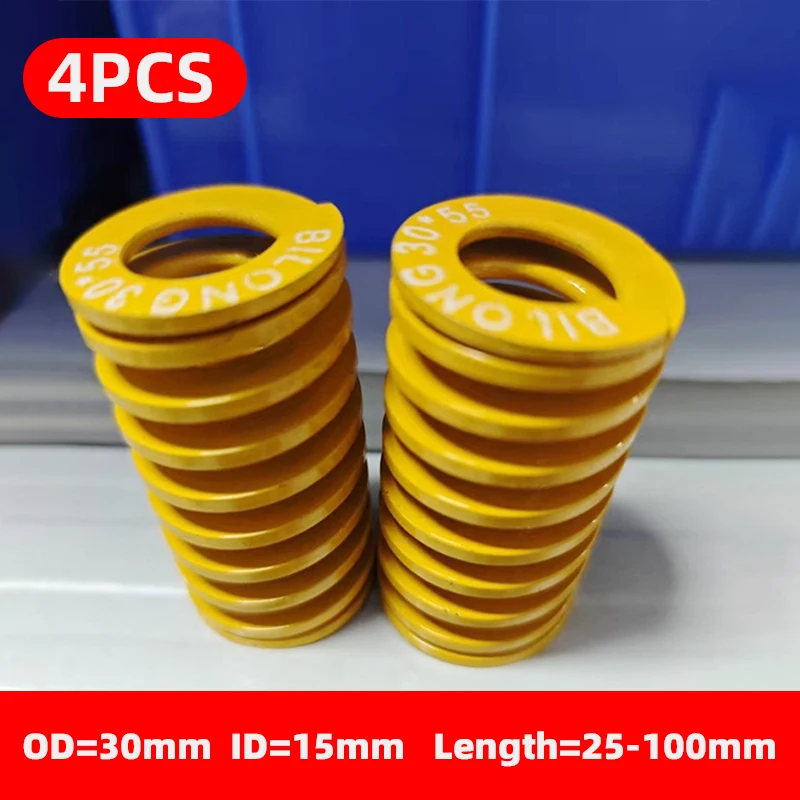 Creamily 4PCS Mold Springs Spiral Stamping Die Compression Springs Outer Diameter=30mm Inner Diameter =15mm Length=25-100mm