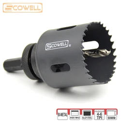 1 упаковка SCOWELL HSS Bimetallic M42 Кобальт 8% 47 мм Глубокий Holesaw резак с Arbor набор сверл для резки дерева металла Коронная пила