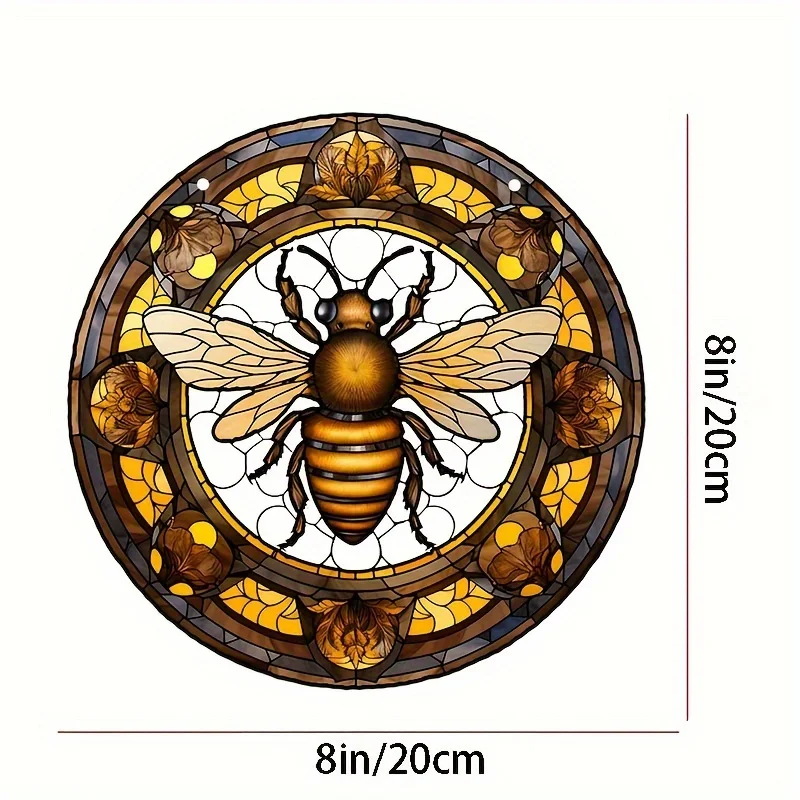 1 Pack Wooden Bee Door Sign Round Logo Creative Decoration Sign Home