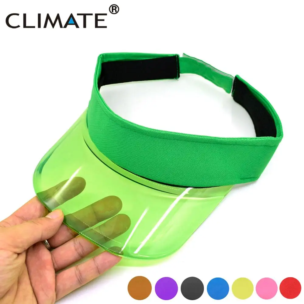 CLIMATE Cool Sun Visor Sheer Fashion Transparent Plastic Visor Summer Cap Sun Hat Air Sunhat Top Caps Leisure Beach Casquette