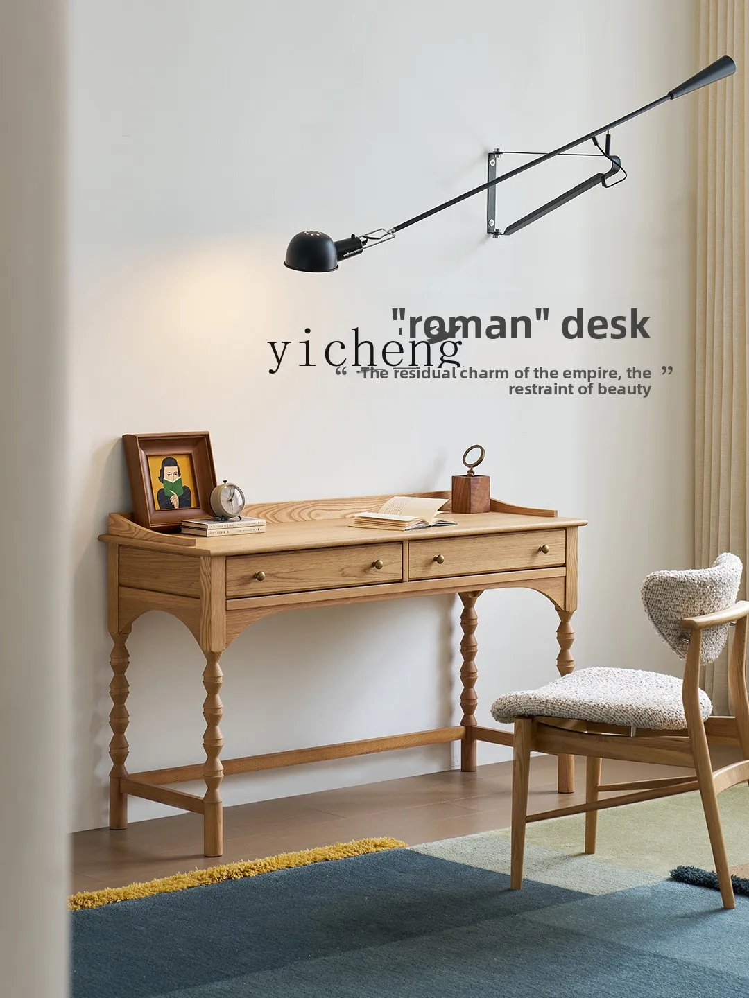 

LX Solid Wood Bedroom Home Simple Solid Wood Desk Makeup Table