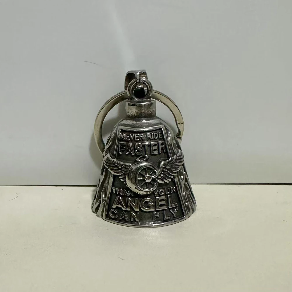 1Pcs Motorcycle Bike Bell Angel Wing Wheel Never Ride Faster Than Your Angel Can Fly charm mother road Gift & Bell Hanger - Image 4