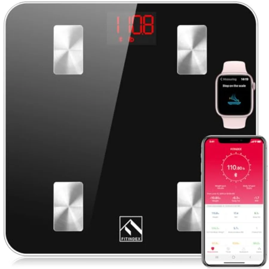 

Scale with BMI, Body Fat, Muscle Mass, Smart Scale for Body Weight, Bluetooth, Digital, Sync with App, User Health Equipment
