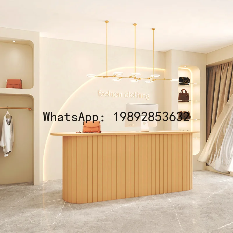 Light Luxury Solid Wood Log Style Clothing Store Cashier Counter Beauty Salon Nail Front Desk