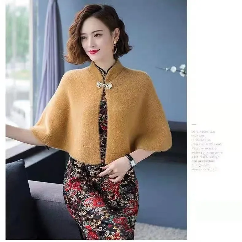 

Korean version of woolen cloak, small coat, cape with cheongsam, vest, solid color, autumn and winter temperament, thin, small