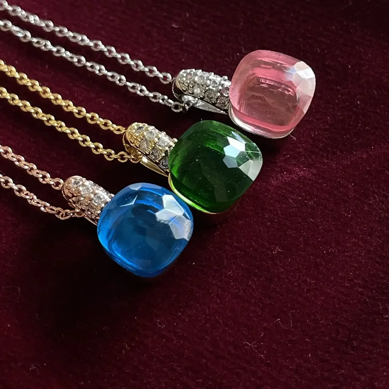 Classic Women's Necklace Fashion Jewelry Inset Zircon 32 Colors Candy Style Crystal Pendant Birthday Valentine's Day Gift