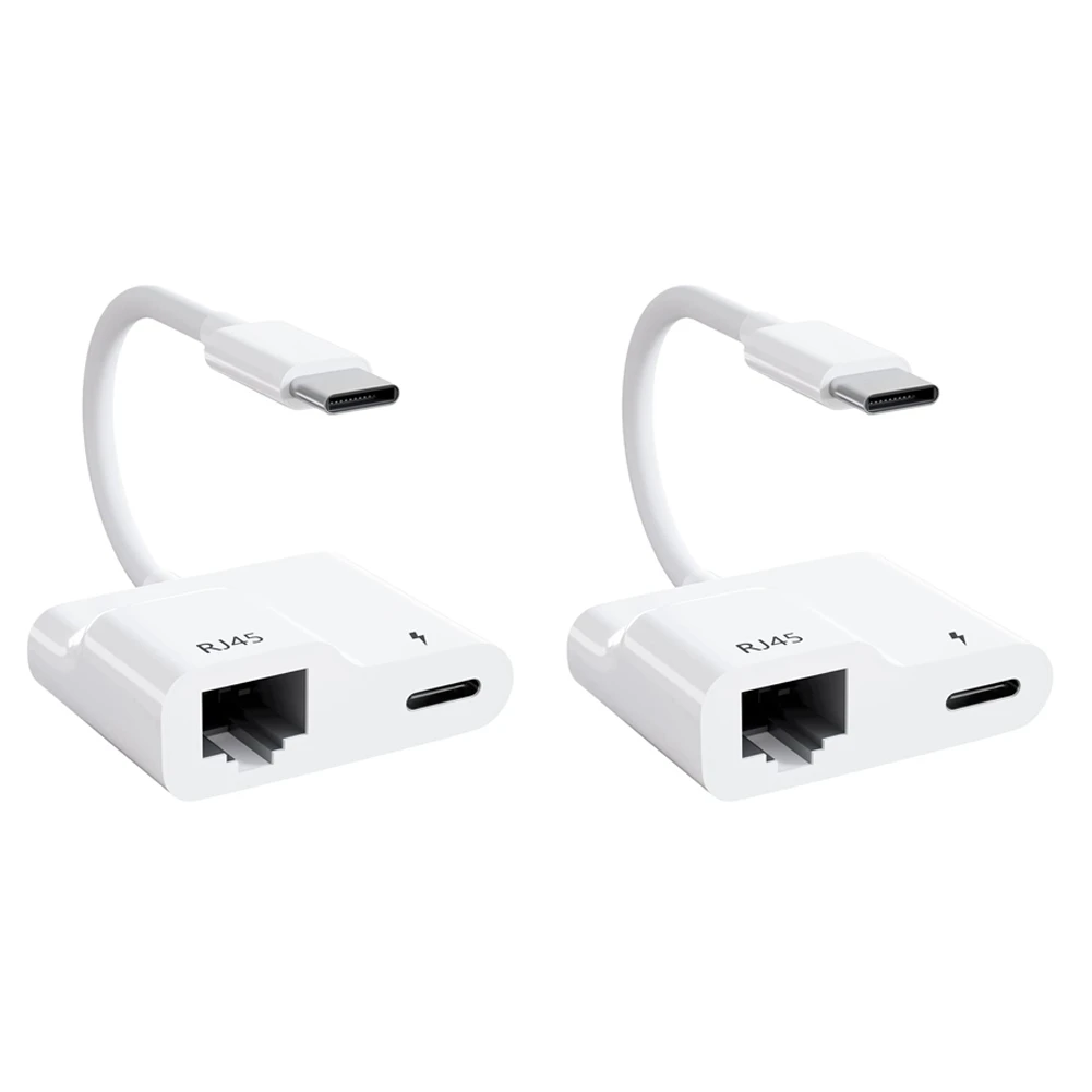 Leading-2X USB C To Ethernet Adapter, USB Type C To RJ45 Gigabit Ethernet LAN Adapter With PD 60W , For Air/Pro