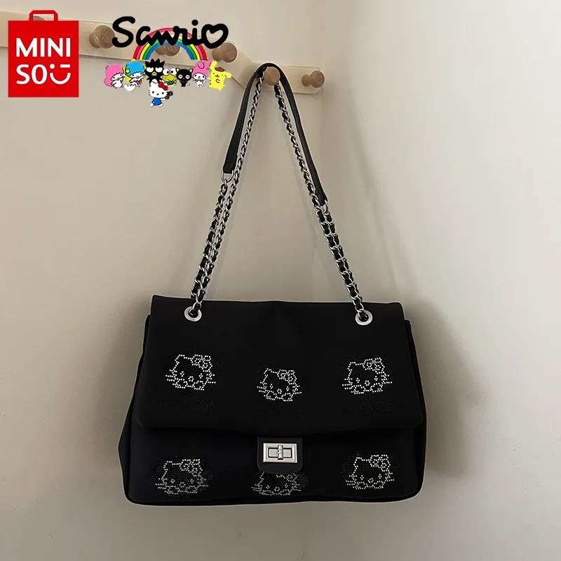 

MINISO 2024 HelloKitty New Women's Shoulder Bag Fashionable High Quality Women's Handbag Black Versatile Women's Shopping Bag