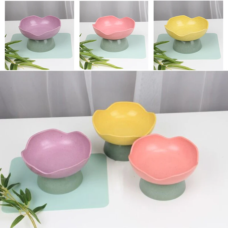 Creative Removable Flower Shape Pet Bowl Raised Puppy Food Water Dish Bamboo Fiber High Foot Cats Bowl Elevated Dogs Feeder