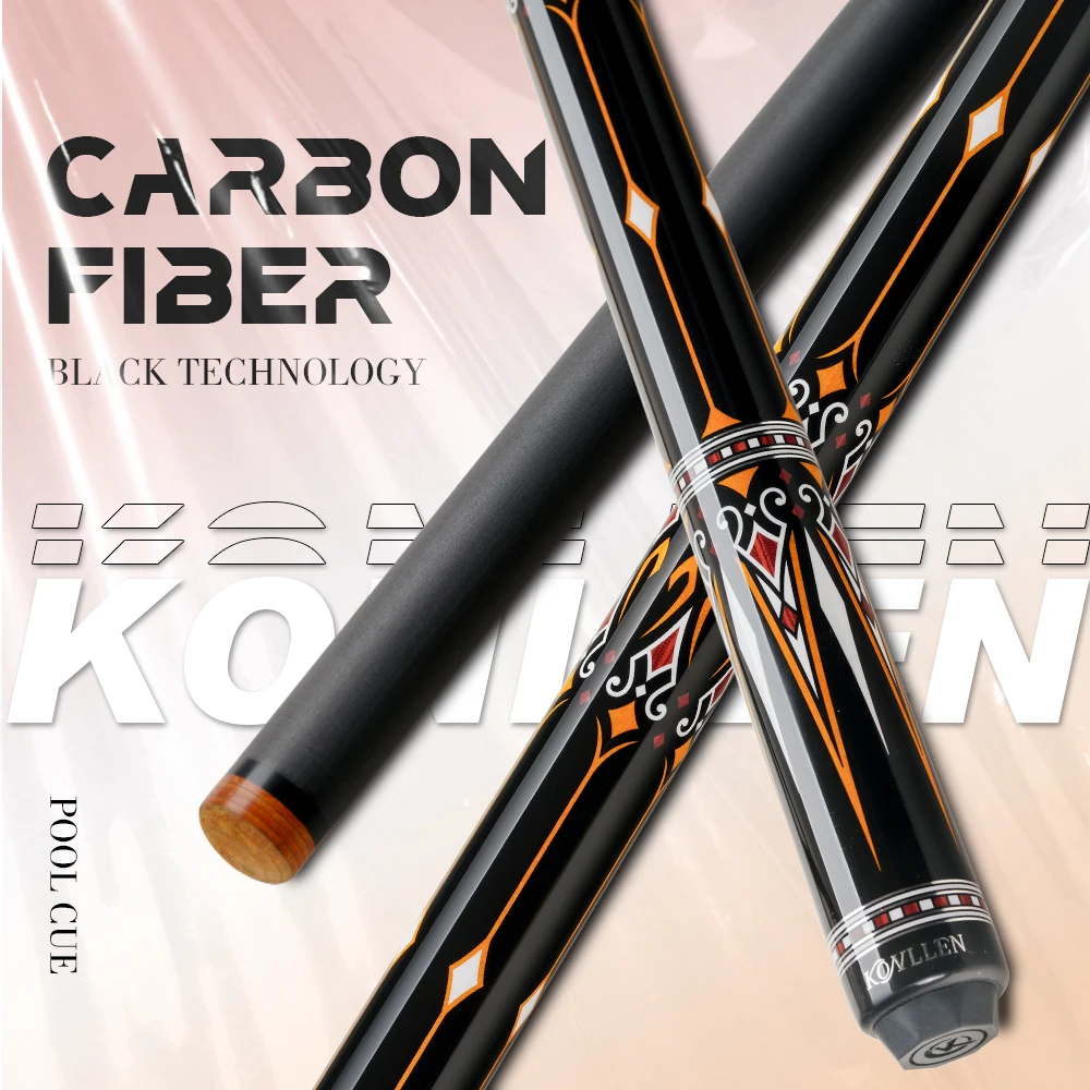 

Кий для бассейна KONLLEN из углеродного волокна с кожаной ручкой, наконечник 12,5 мм, кий для бассейна, профессиональный конический бильярдный кий из углеродного волокна