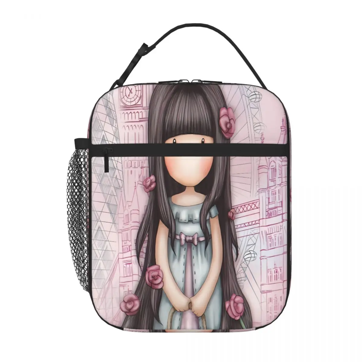 Bestselling Custom Cartoon Santoro Gorjuss Patchwork Foldable Lunch Bag Playground Snack Lunch Tote