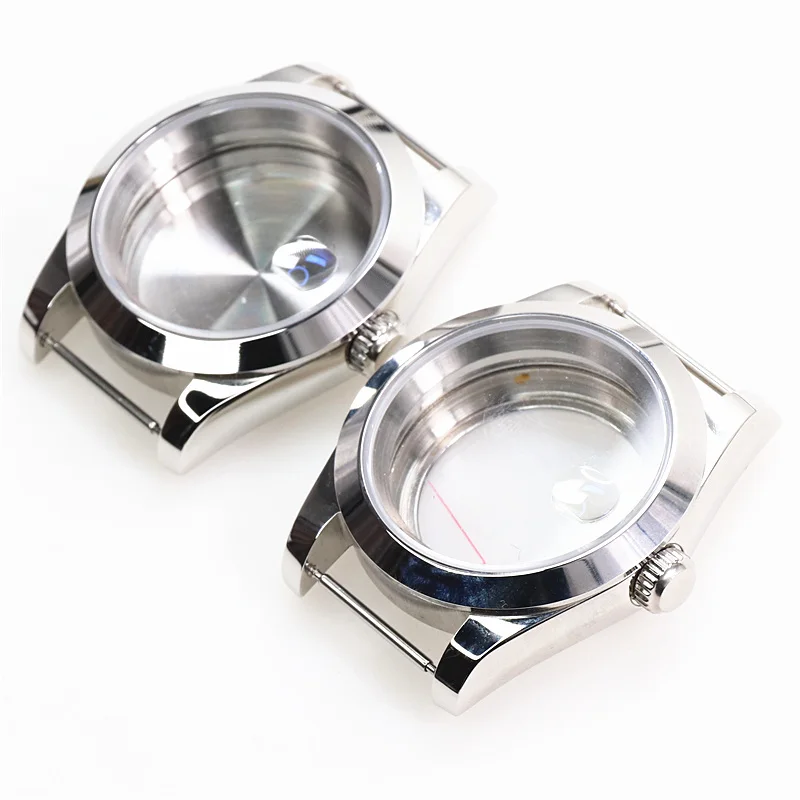 36mm Perpetual sapphire glass with magnifying glass stainless steel watch case For NH35 NH36 nh34 movement case accessories
