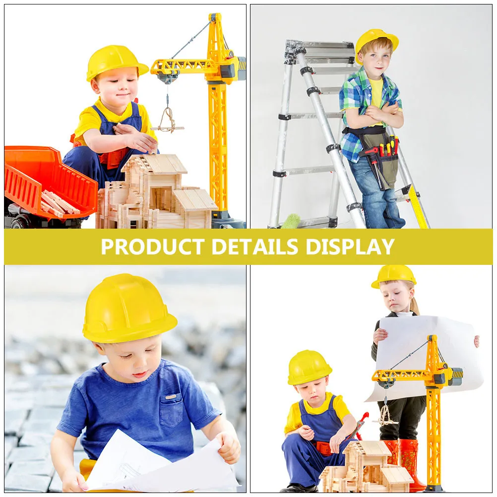 9Pcs Kids Construction Hard Hat Set Bright Color Pretend Play Engineering Safety Cap for Indoor Outdoor Role Play Toddler view 6