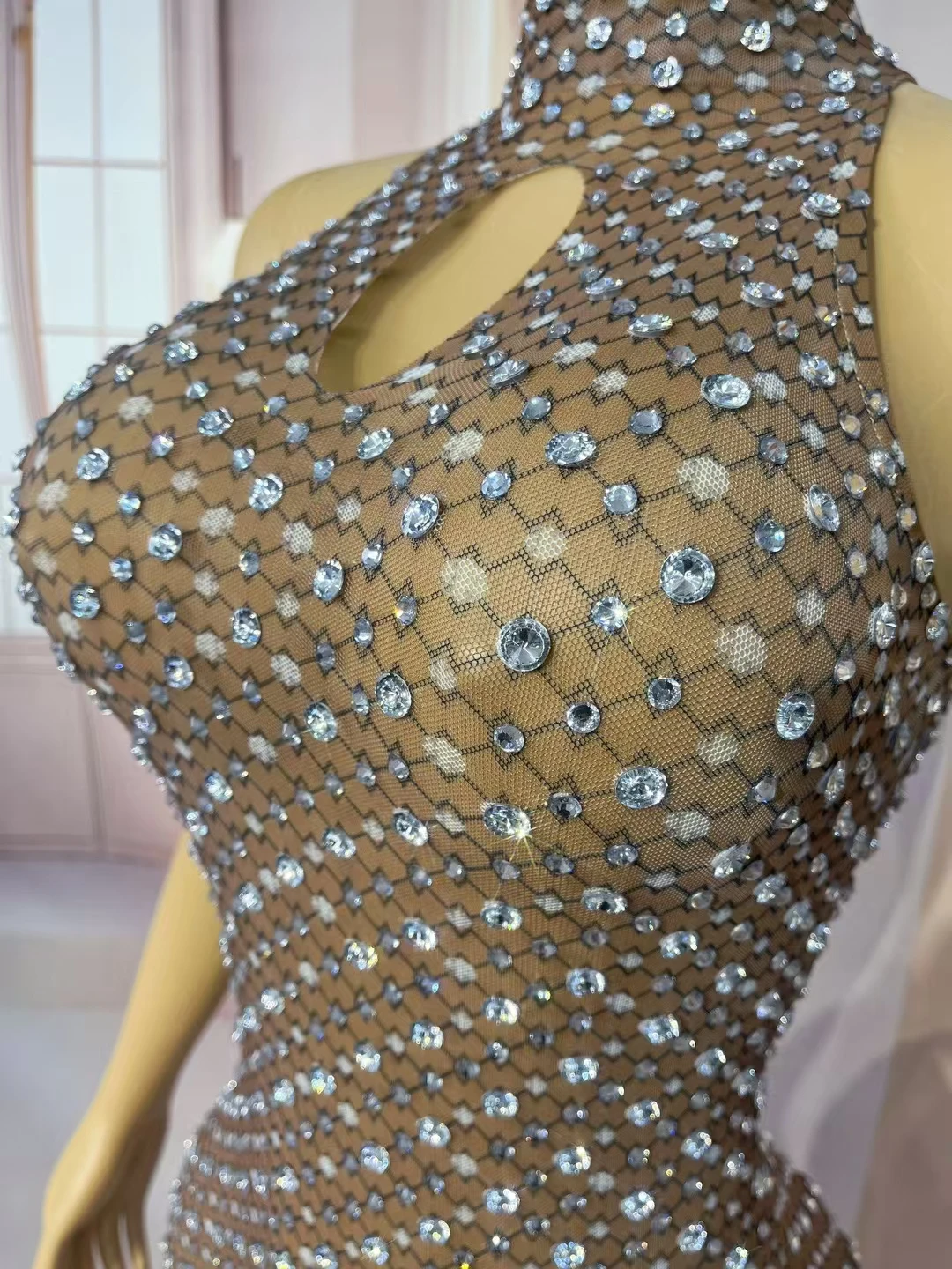 Wangshangzuan الراقية زائدة اللباس الساطع كامل الماس ثوب مسائي كوكتيل حزب حفلة موسيقية الزي السجادة الحمراء المرحلة الزي