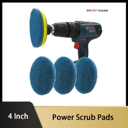 Blue Color 4-inch Power Scrub Pads for Drill Polish Scouring Pad Hook & Loop Car Cleaning