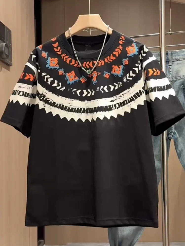 

Новая мужская футболка ACMEOSTUDO с этническим принтом, повседневная, с коротким рукавом, круглым вырезом, приталенного кроя, коллекция Лето 2025