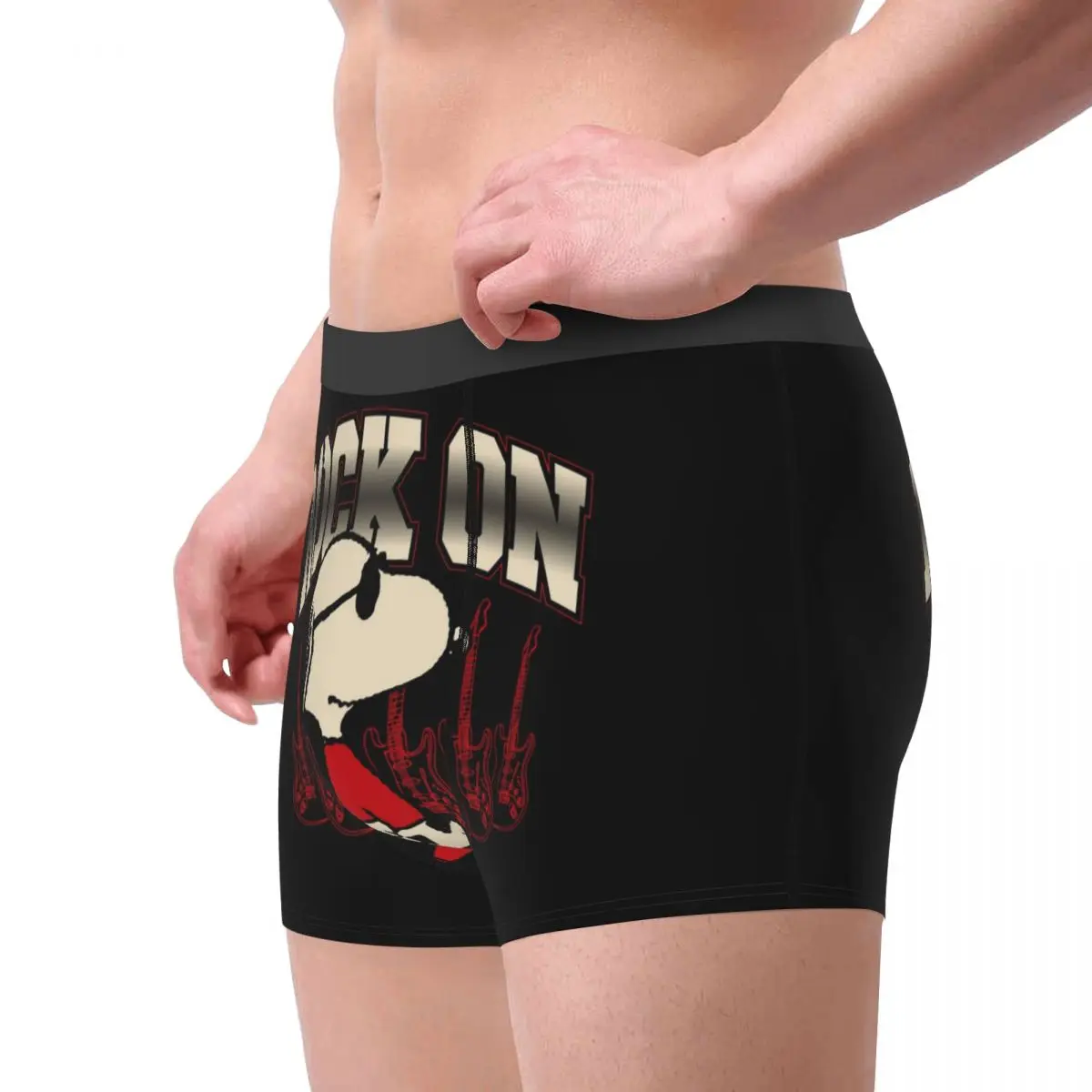 Custom Fashion S-Snoopys Rock On Boxers Shorts Panties Male Underpants Stretch Cute Cartoon Briefs Underwear