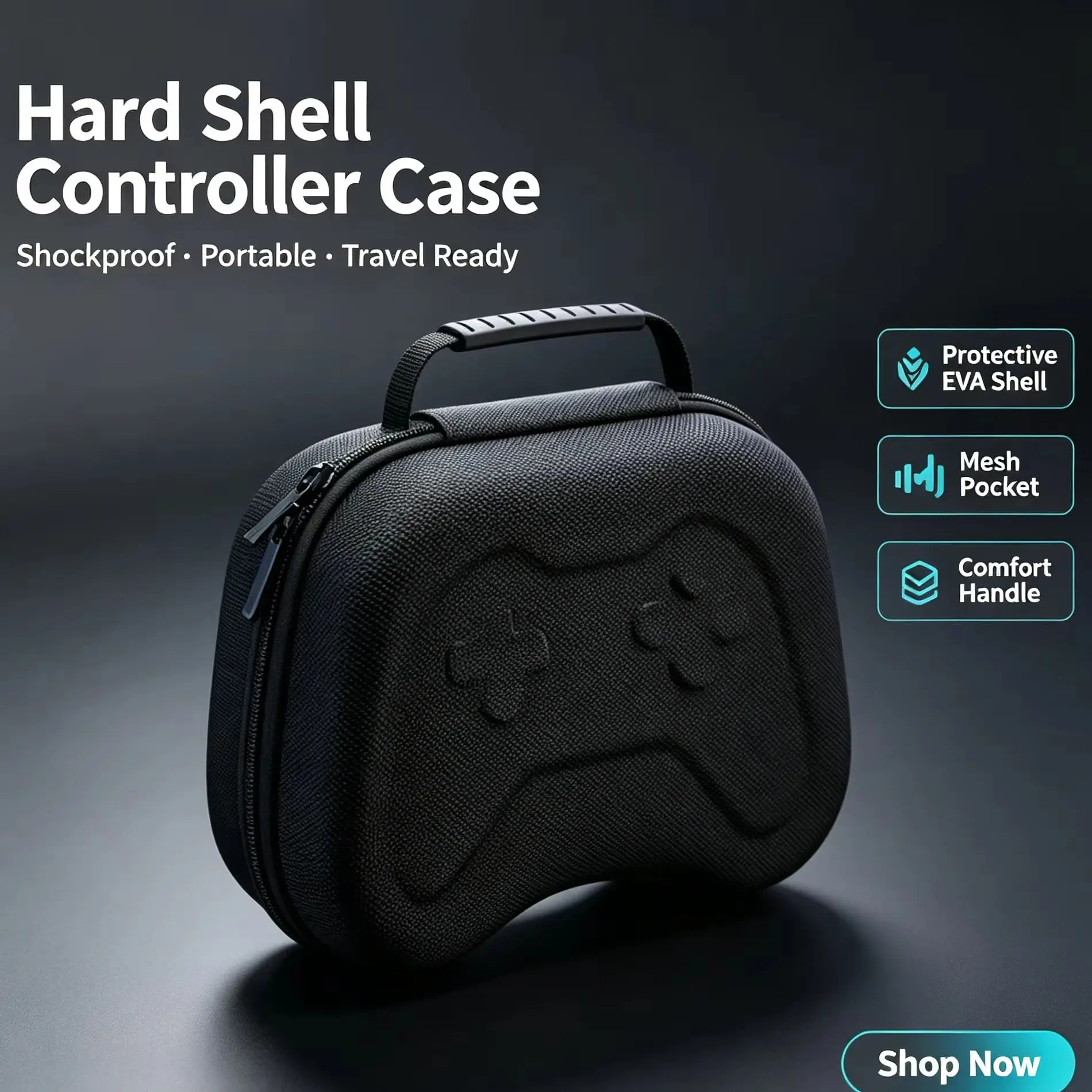 Black Carrying Storage Case for PS4 PS5 Xbox one 360 Game Controller Portable Cover Protective Bag for Steam Controller 2 2026