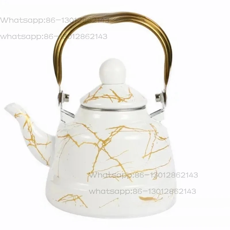 1.1L Vintage Thicken Enamel Coffee Pot with Handle Tea Kettle Induction Cooker Gas Stove Universal Water Teapot Kitchen Tools