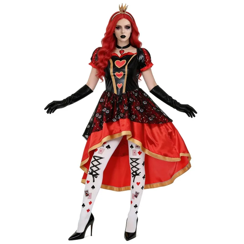 Queen of Hearts Costume Women Halloween Costume Woman 2026 Alice in Wonderland Outfits Fancy Cosplay Dress for Adult