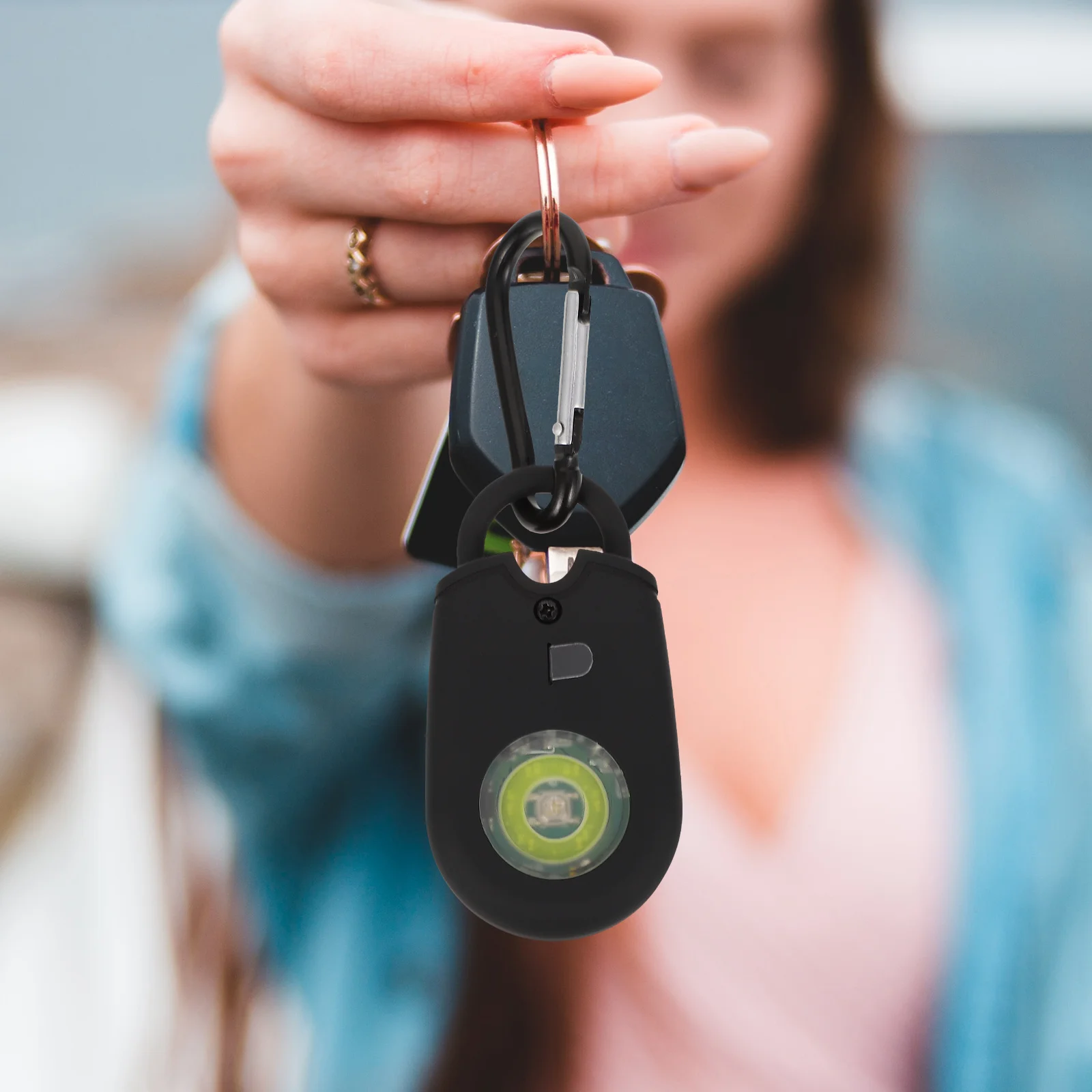 Self Siren Emergency Alarm LED Personal Safety Device for Student Black ABS