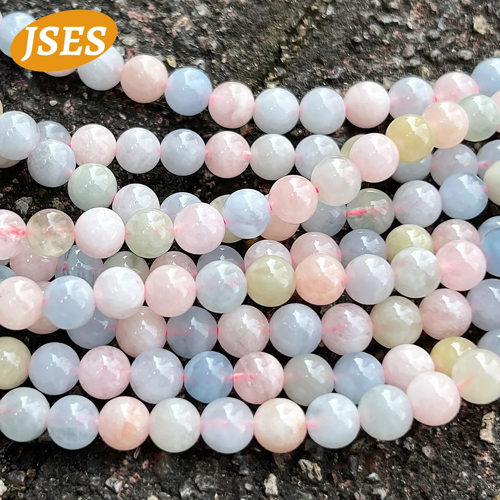 

A++ Natural Stone Madagascar Beryl Morganite 6mm Loose Spacer Beads Jewelry Making Needlework DIY Bracelet Accessories Charms