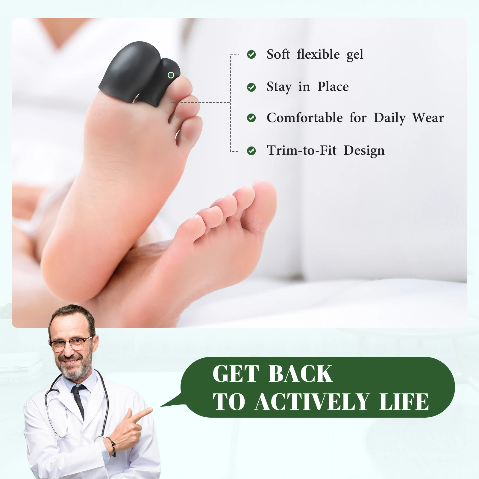 Sumifun – protecteur d'orteils en Gel de Silicone, 2 pièces, soins du pouce, ampoules de maïs, soulagement de la douleur, Anti-Friction, couverture des orteils, Protection des doigts