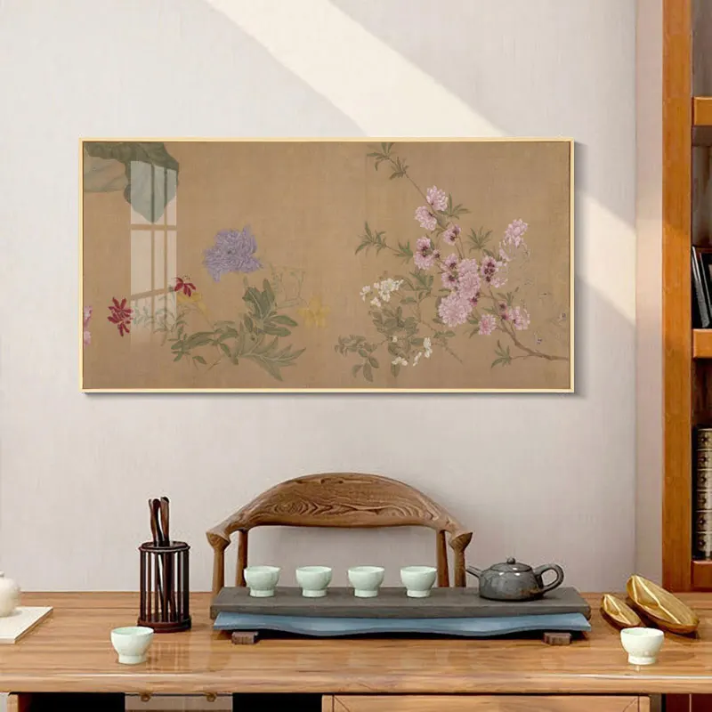 Chinese Style Canvas Print Painting Poster Pictures Art Large Size Plant Flower Tearoom Wall Living Room Home Decoration04