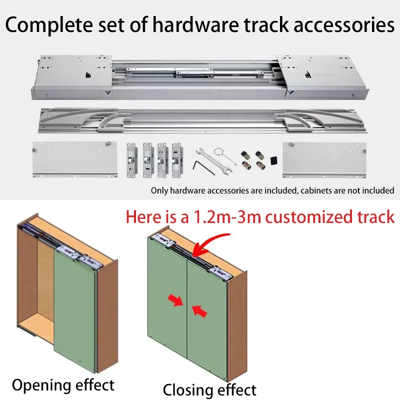 New TV Cabinet Bus Sliding Door Hardware Track Invisible Wardrobe Electric Slide Rail Sliding Door Guide Rail Accessories