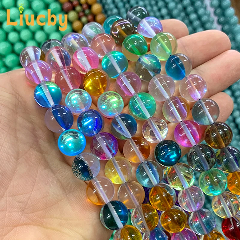 Seven Colors sparkling round bead crystal Stone Round Beads For Jewelry Making DIY Accessories Necklace15