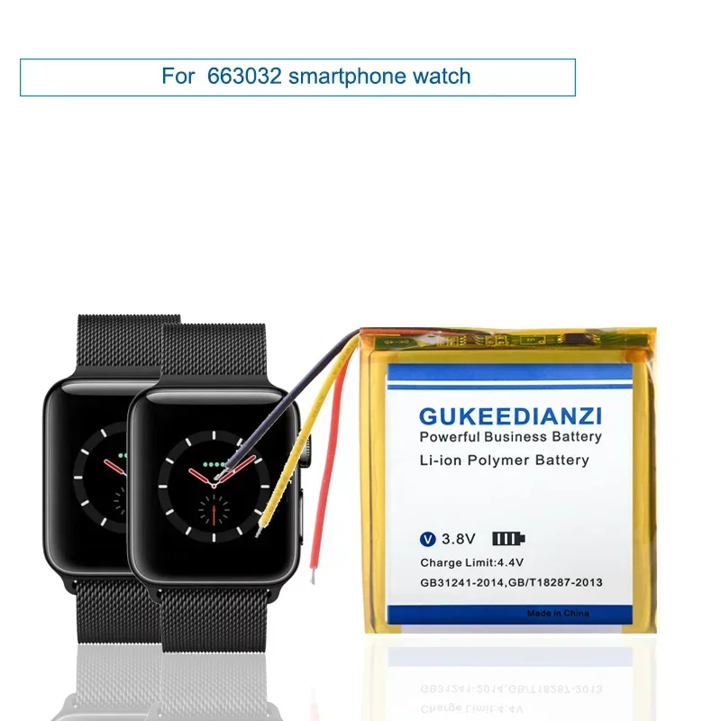1000mAh 663032 Smartwatch Battery For smartphone watch 663032 High Capacity