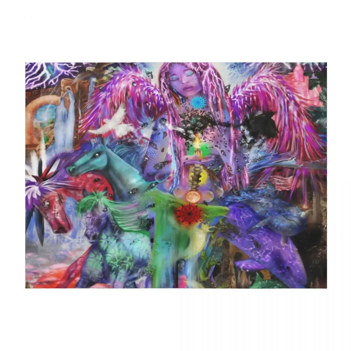 

Visionary Art Angel New age Art Throw Blanket for winter Personalized Gift Soft Plush Plaid Thin Blankets
