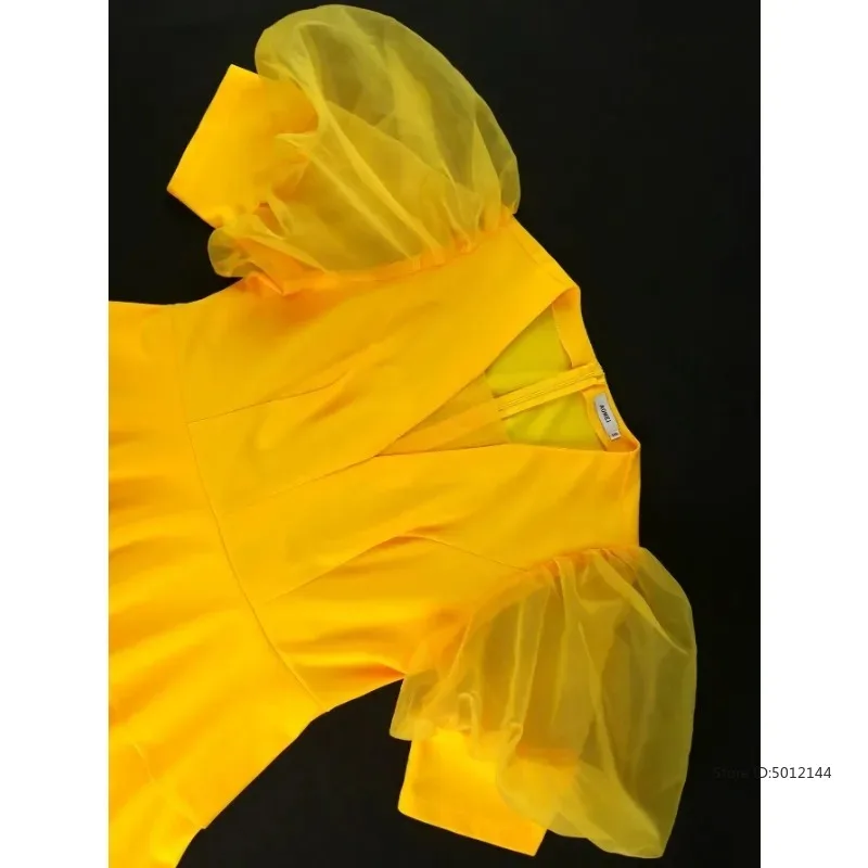 ชุดเดรสฉัตร A-Line Organza เชียร์พร้อมแขนโคมไฟ การออกแบบหน้าท้องปกปิดที่ประจบสําหรับแขกรับเชิญงานแต่งงานของผู้หญิงหรือวันเกิด