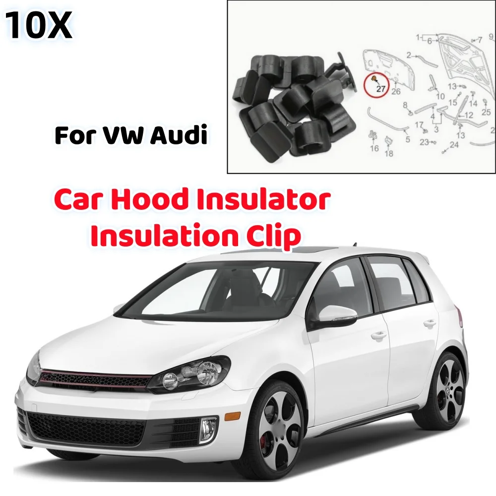 10 pçs capô do carro isolador almofada de isolamento forro retentor clipe fixador para vw audi acessórios interiores do carro 1h 5863849 A01C
