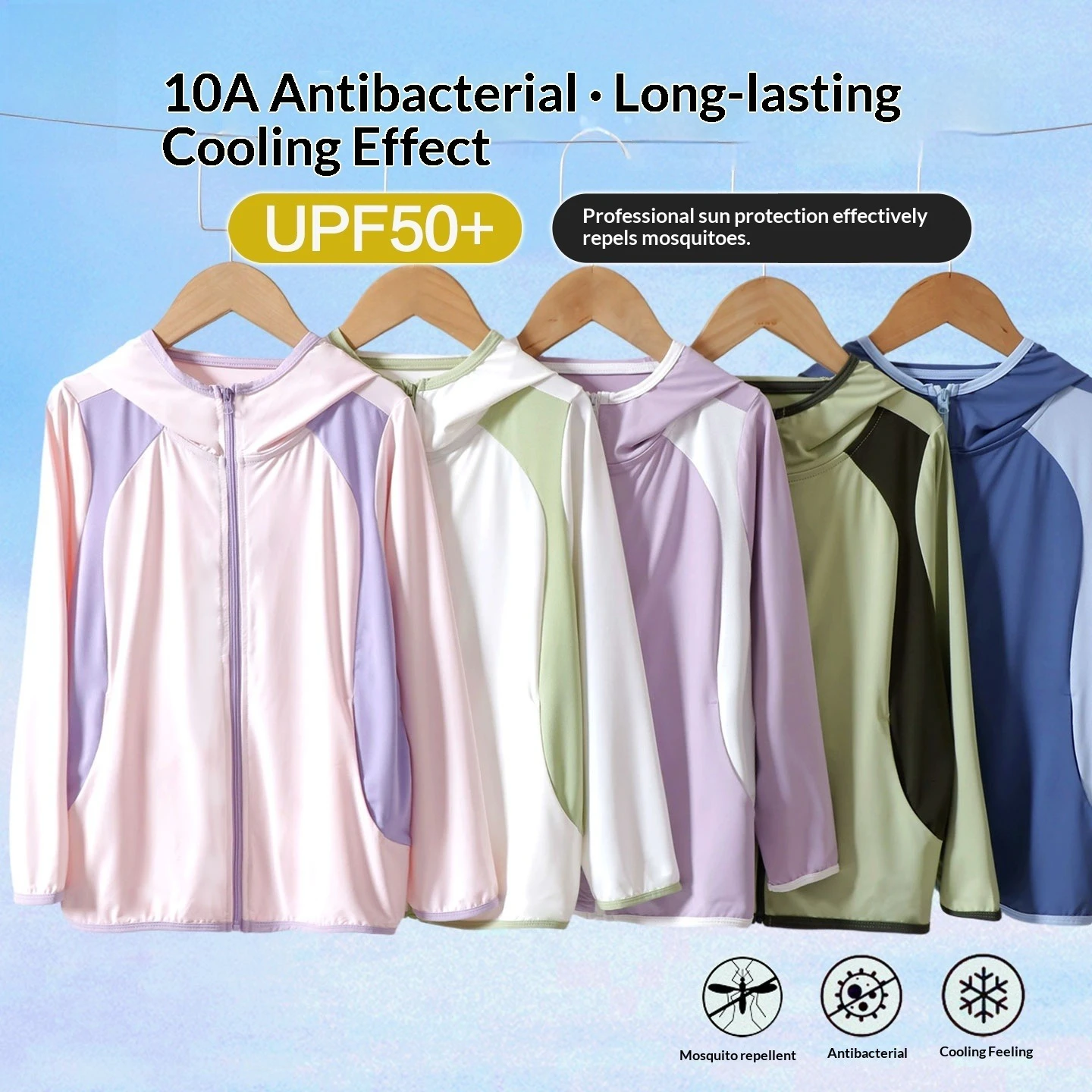 Boys Girls UPF50+ Cooling Sun Hoodie Jacket Anti Mosquito Quick Dry Lightweight Outdoor Coat for Kids Summer Casual Outerwear