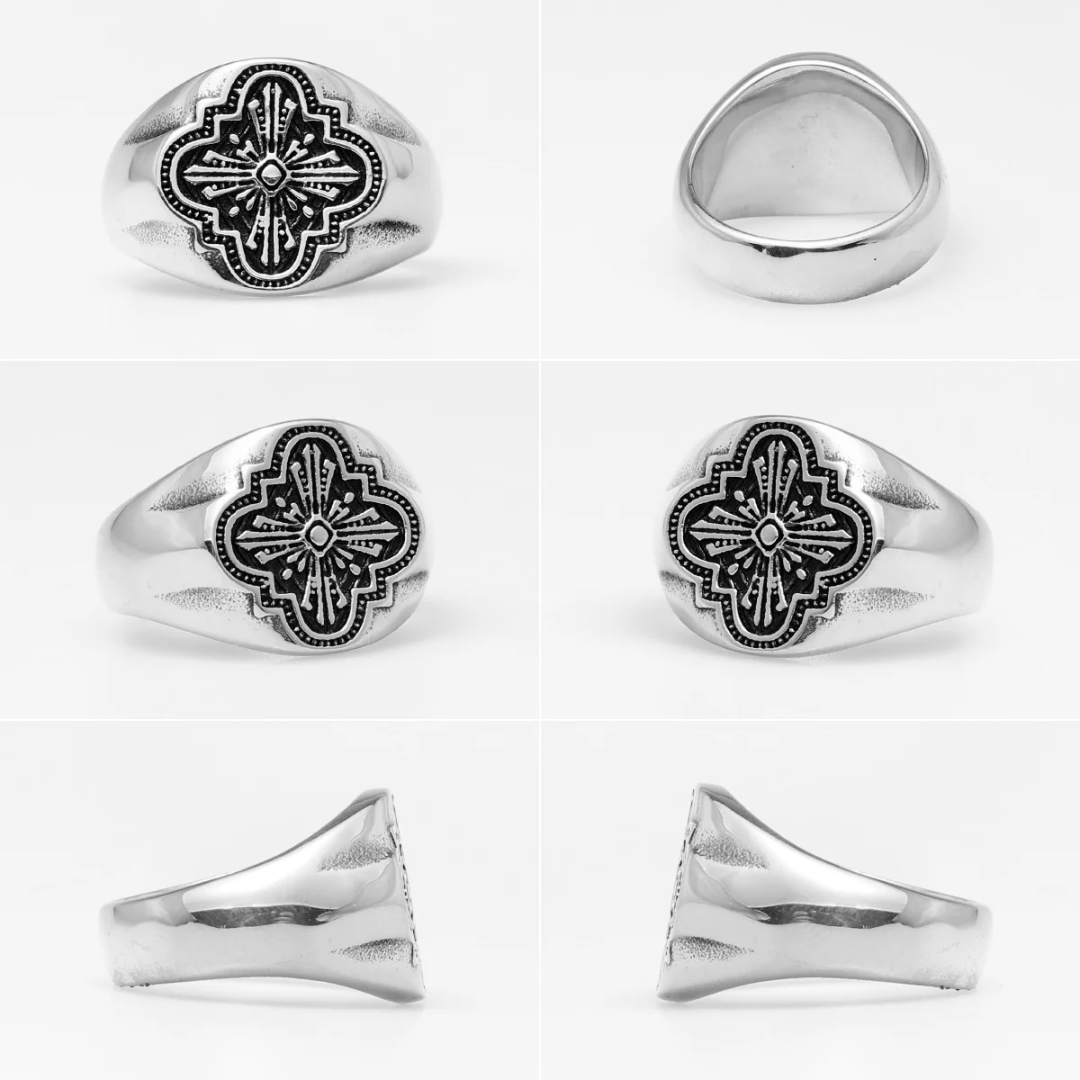 Catholic Church Window Grilles Stainless Steel Mens Rings Religion for Male Boyfriend Biker Jewelry Creativity Gift Wholesale