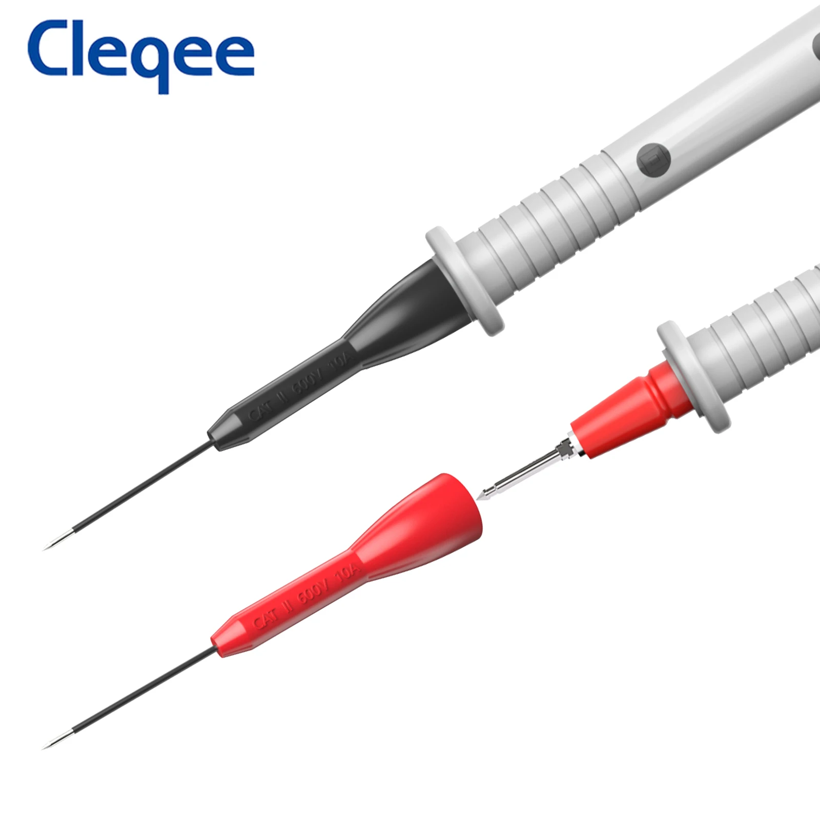 Cleqee 10PCS 1mm Insulated Long Test Probe with 2mm Socket Multimeter Stainless Puncture Probe Back Probe Pin P30038