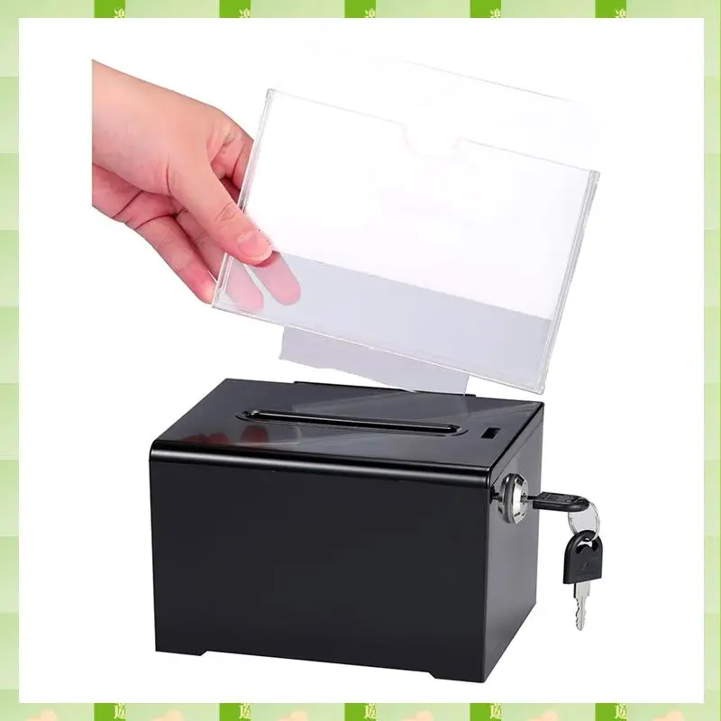 2025 Donation Box With Lock - Acrylic Suggestion Box With Slot, Ballot Lock Box With Sign Holder For Raffle, Voting,Donation Box
