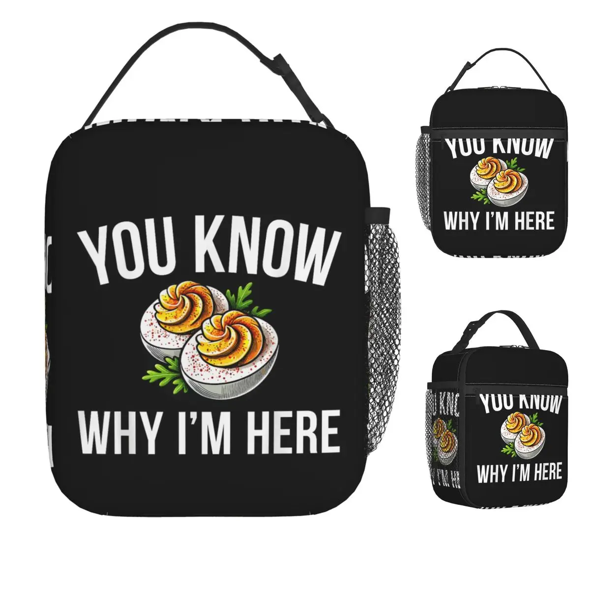 Deviled Egg You Know Why I'm Here Thanksgiving Lunch Bag Casual Lunch Box Travel Convenient Thermal Lunch Bags Designer Bag