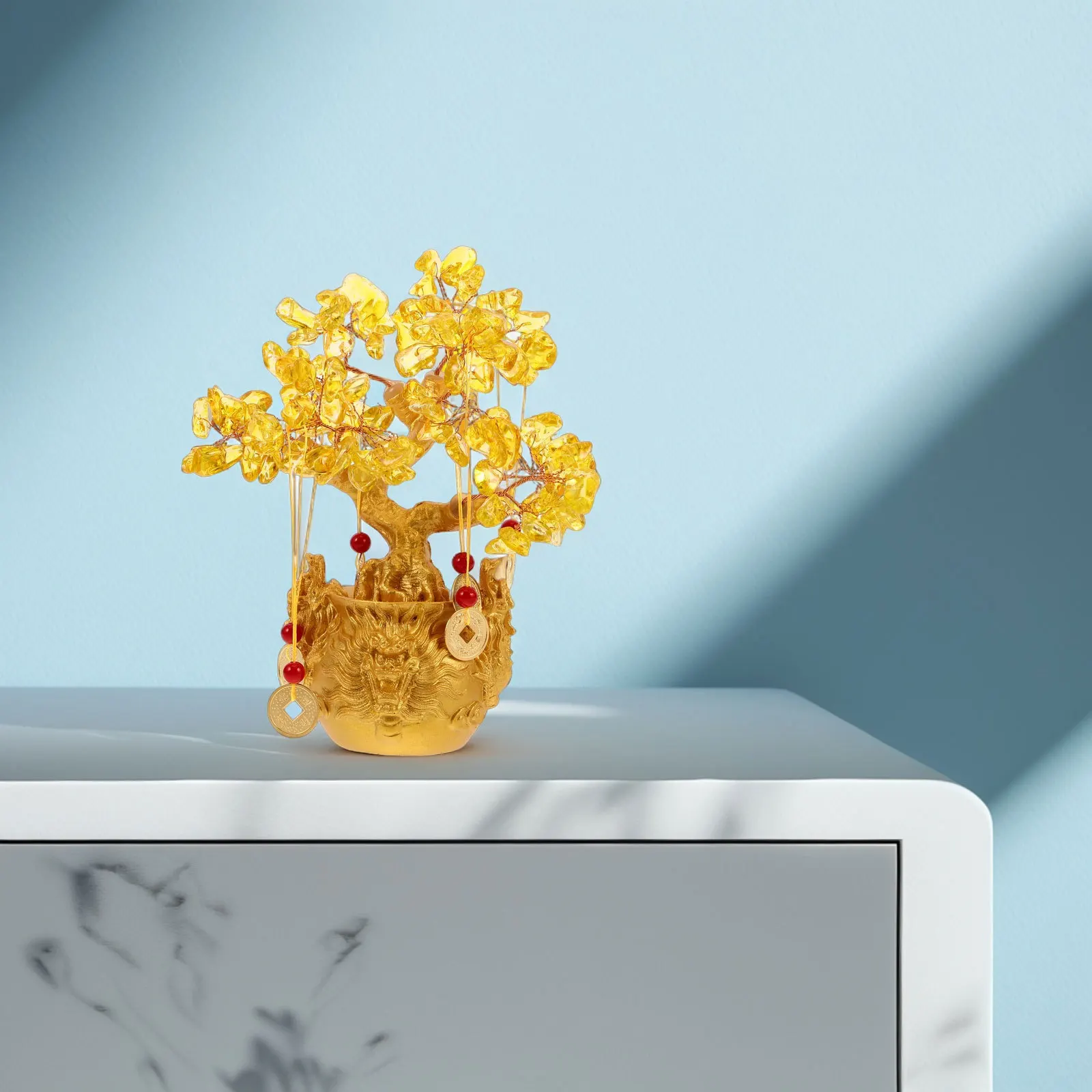 

Crystal Money Tree Feng Shui Wealth Plant Desktop Decoration Polished Gloss for Home Money Tree Desktop Decoration