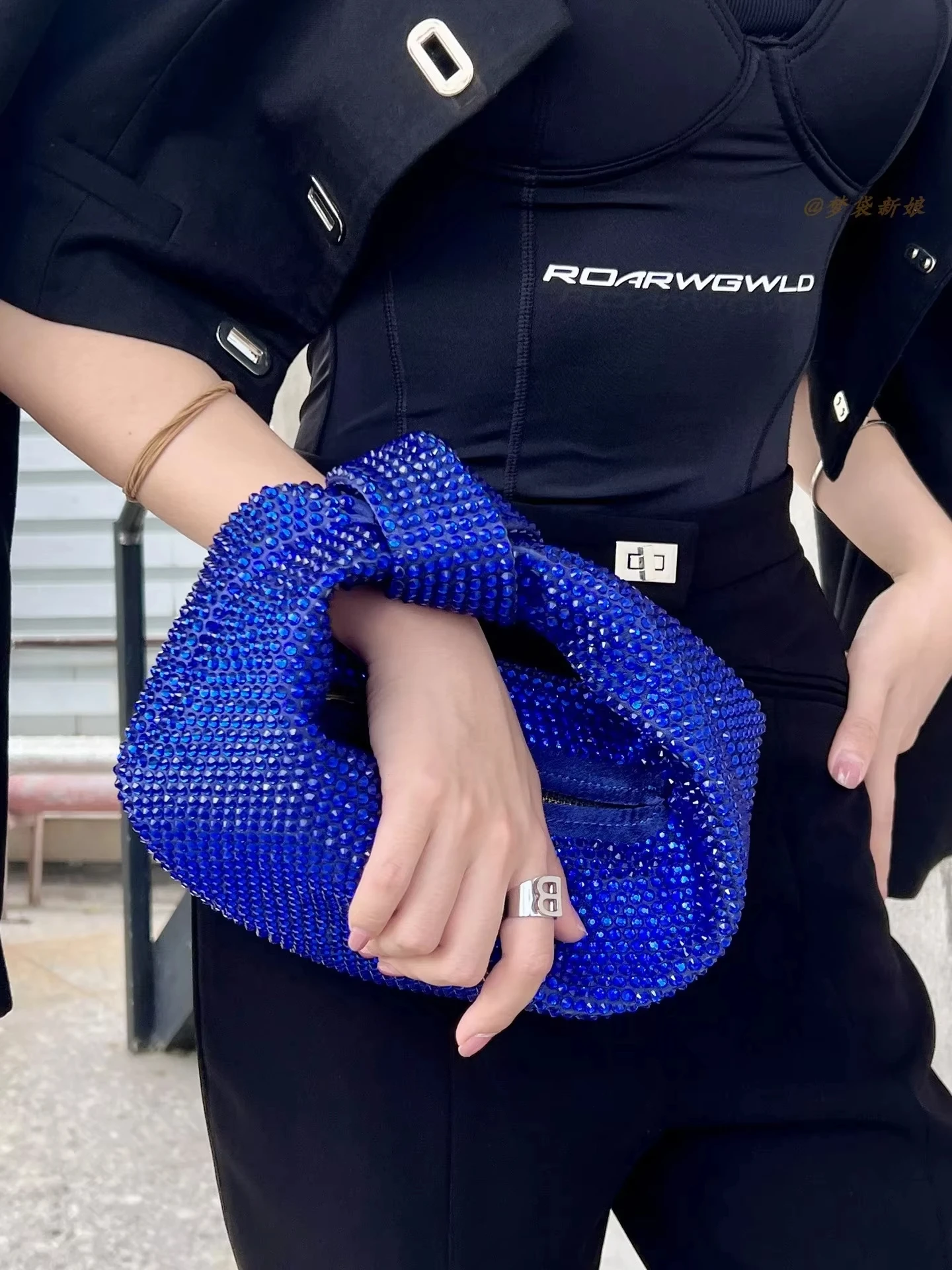 CKKUI Shiny Rhinestone Evening Party Clutch Bags Luxury Design Glitter Crystal Diamond Phone Purse Knot Tote Handbags