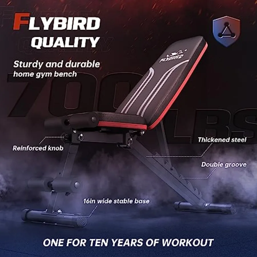 Foldable Weight Bench with Resistance Bands 8 Backrests Fast Adjustable for Home Gym Full Body Workout Easy to Storage for Smal