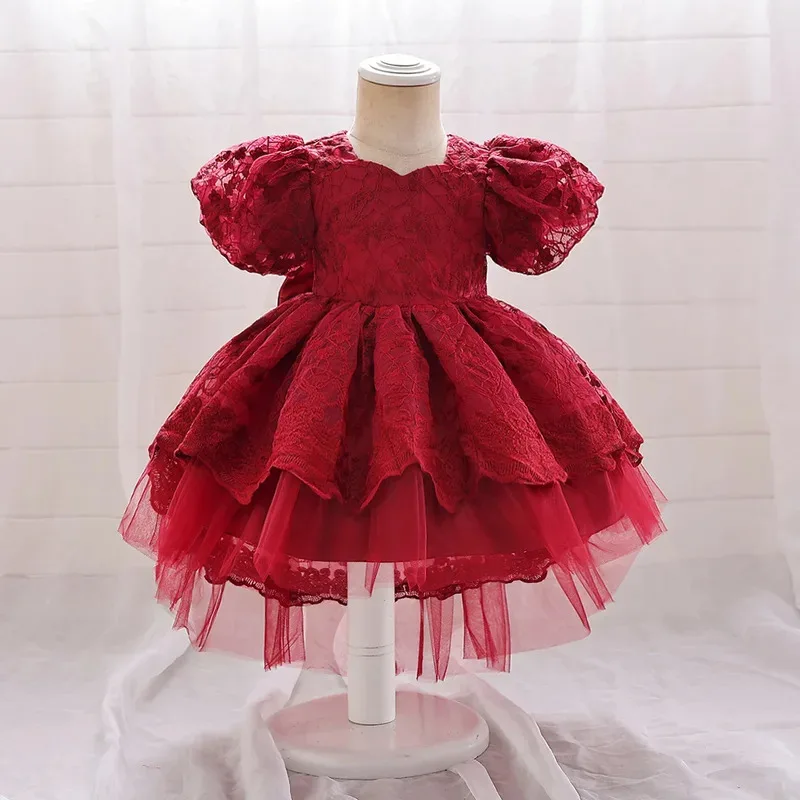 

COSda@Baby Girl Baptismal Dresses First Communion Wedding Lace 1st Birthday Party Flower Vestidos for 0 1 2Year Newborn Formal E