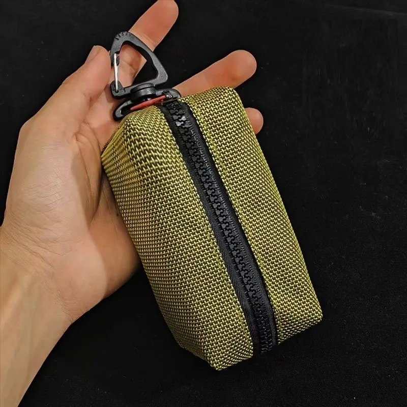 Oxford Cloth Earphone Bag Cigarette Case Bag Shoulder Strap Accessory Zipper Key Coin Purse Portable Triangle Buckle Hanging Bag