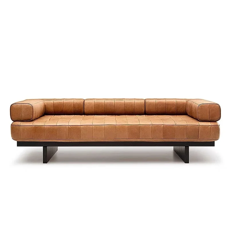 Style armless two-color solid wood sofa set, suitable for living room villa hotel, with linear sponge