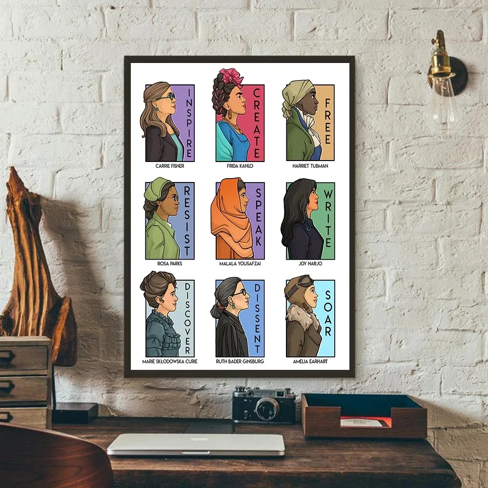 Canvas Painting Feminism Poster Influential Women in History Strong Inspirational Print Picture for Living Geek Kid Room Decor