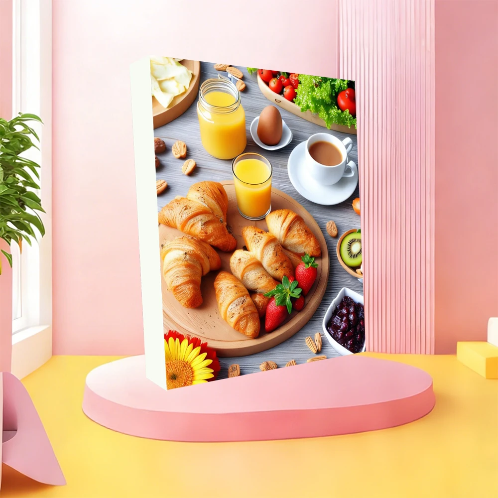 AZQSD Neue Diamantmalerei 2026 Küchen-Landschafts-Mosaikkollektion Kuchen Kaffee Strass Komplettsets Heimdekoration